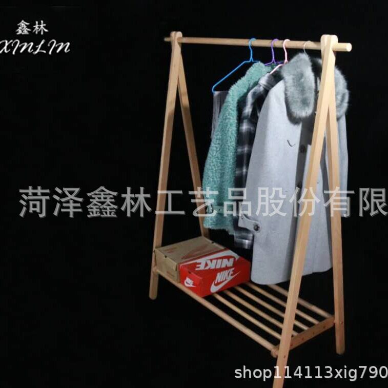 直销实木衣帽架家用卧室落地挂衣架简约现代服装店展示架衣帽图片