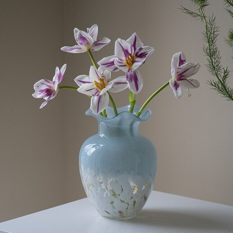 古法中古小清新玻璃花瓶客厅餐桌桌面摆件玫瑰百合鲜花水养插花