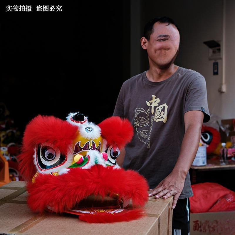 舞狮儿童6寸9寸国潮风舞狮子玩具舞狮头幼儿表演道具舞狮子头摆件