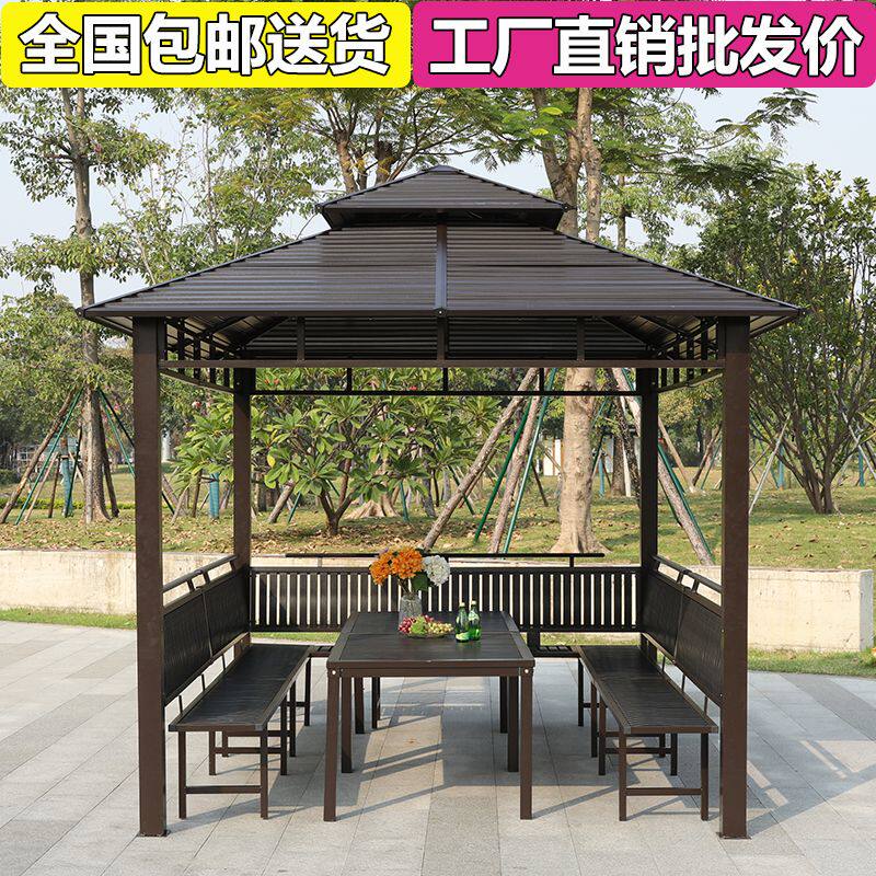 ?户外凉亭镀锌顶棚亭子四柱亭别墅庭院花园天台休闲遮阳棚大雨棚