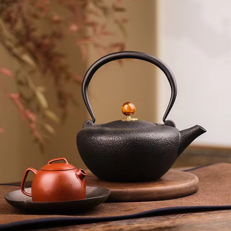 新款铸铁中式养生茶壶煮水泡茶壶家用无涂层铁壶茶具批发