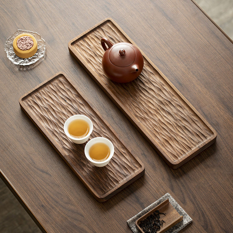 胡桃木茶盘整块小号托盘长方形干泡盘茶托实木家用放茶杯茶台茶盘