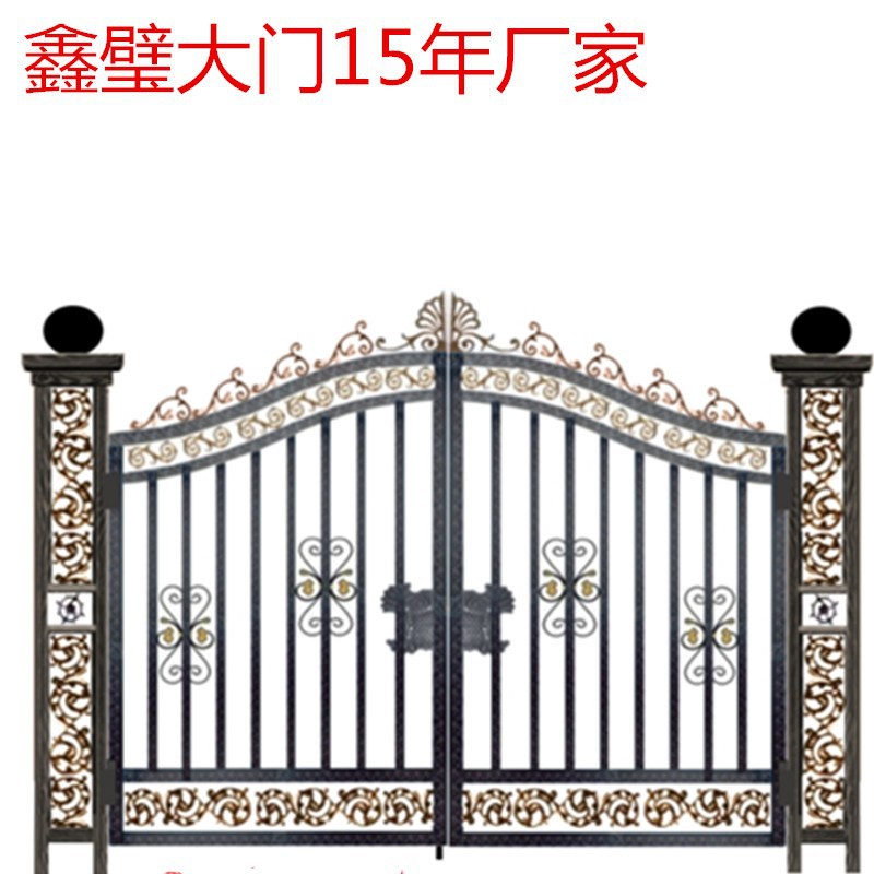 惠州铁艺大门庭院门深圳别墅防盗门肇庆铁艺双开中式铁艺门