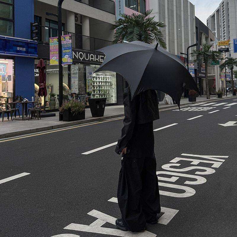 哥特长柄伞晴雨两用亚文化暗黑系雨伞女自动太阳伞黑胶防晒