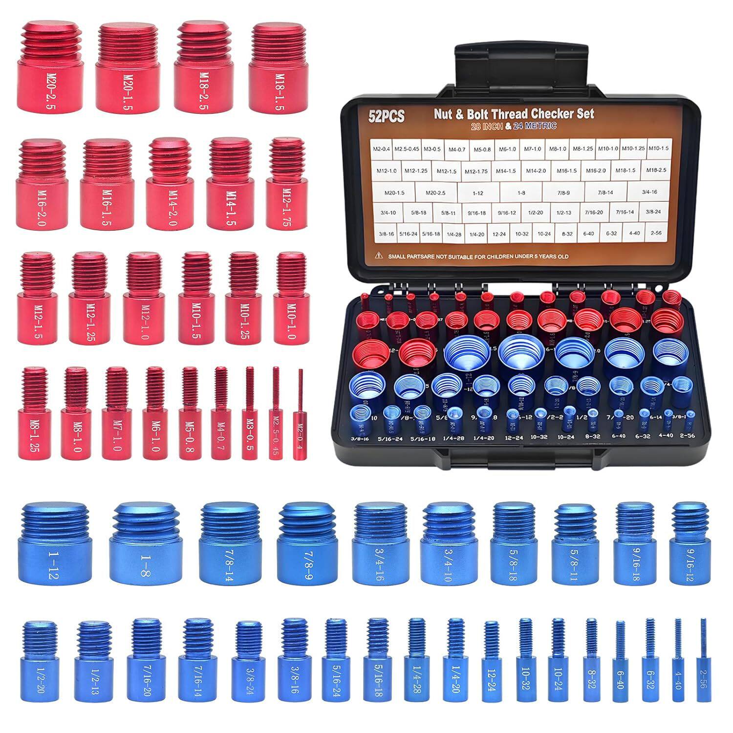新款螺母和螺丝螺纹检查器 公子规 公英制52件套 nut checker