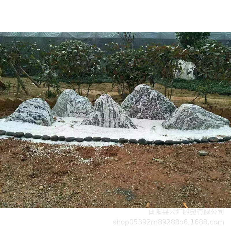 石雕雪浪石切片组合大型园林户外庭院造景泰山石假山石景观石摆件