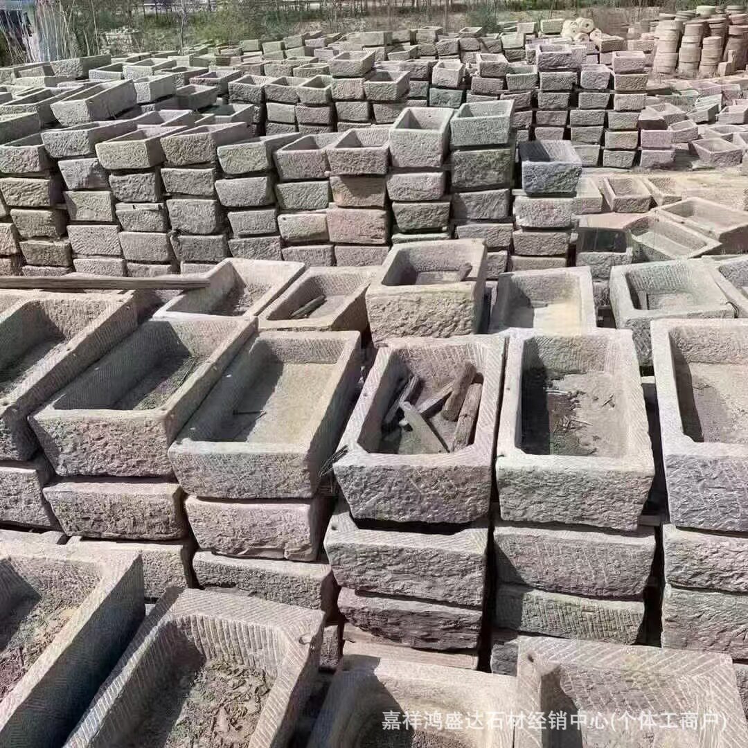 老旧石槽鱼缸养鱼石头花盆种花庭院小石槽流水组合民间猪槽牛槽