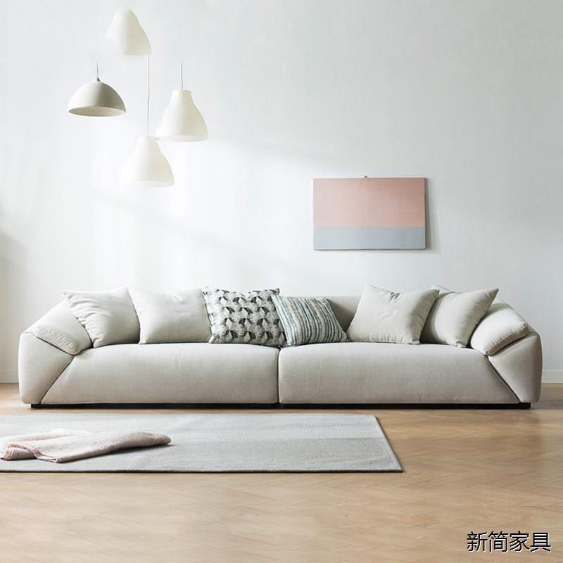 GXY008#米白色科技布沙发设计师超宽坐深布艺沙发直排三四人位极