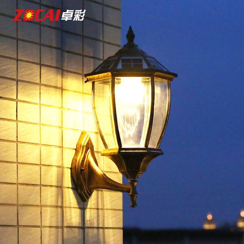 庭院太阳能壁灯欧式花园仿古户外太阳能壁灯跨境感应太阳能壁灯