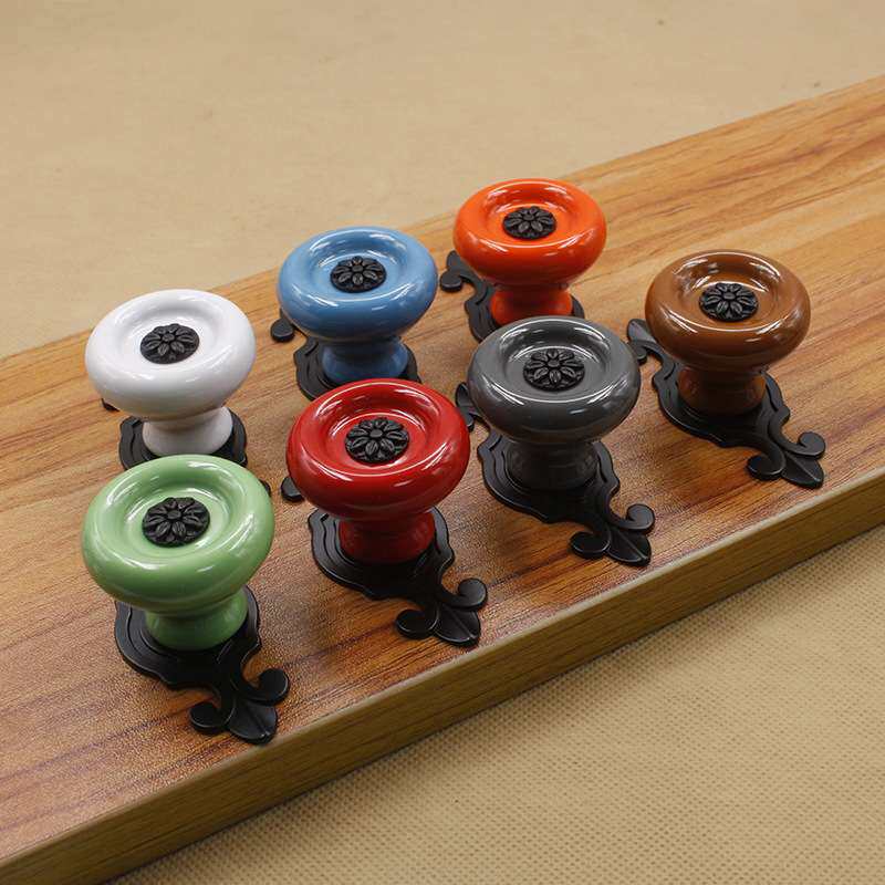 橱柜拉手欧式仿古青古铜古典陶瓷现代简约锌合金单孔抽屉衣柜把手