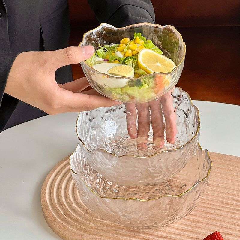 沙拉碗玻璃甜品碗家用透明水果冰粉碗加厚高颜值日式网红碗具套装