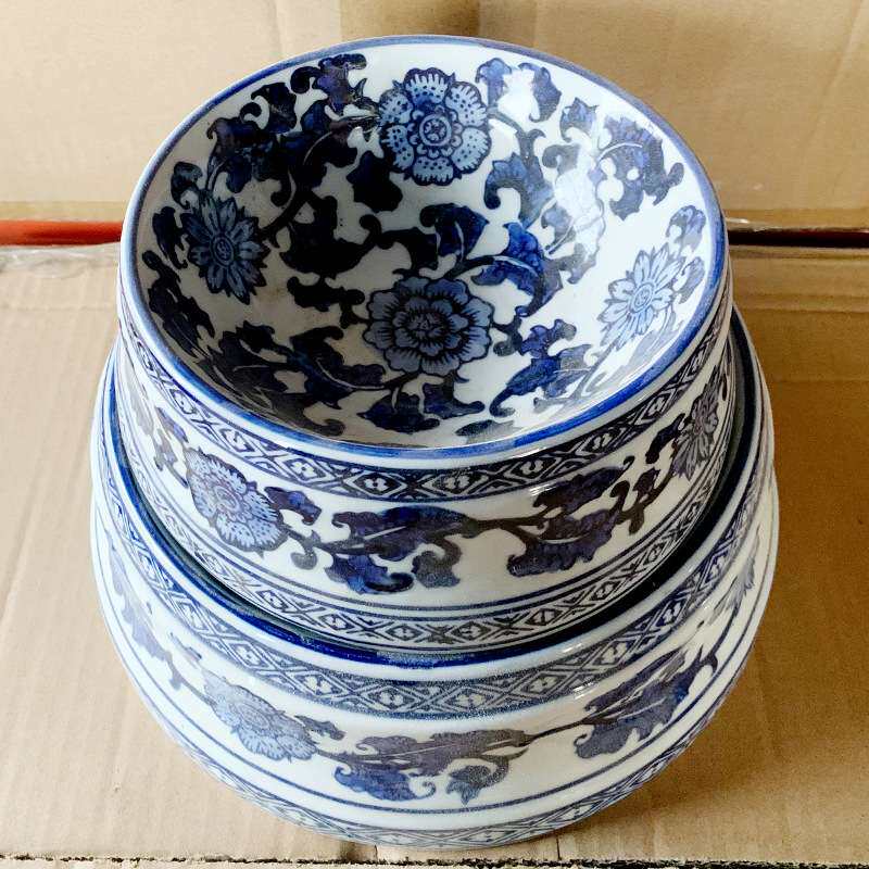青花瓷摆件陶瓷收纳碗入户玄关鞋柜进门放钥匙摆件客厅创意装饰