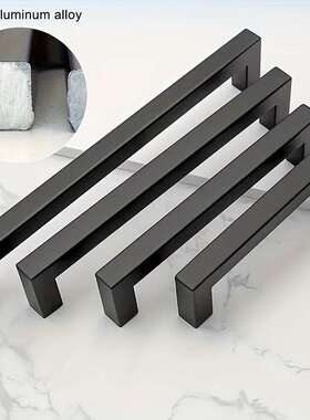 现代简约不锈钢门把手方管黑色鞋柜衣柜橱柜拉手门窗家具五金配件