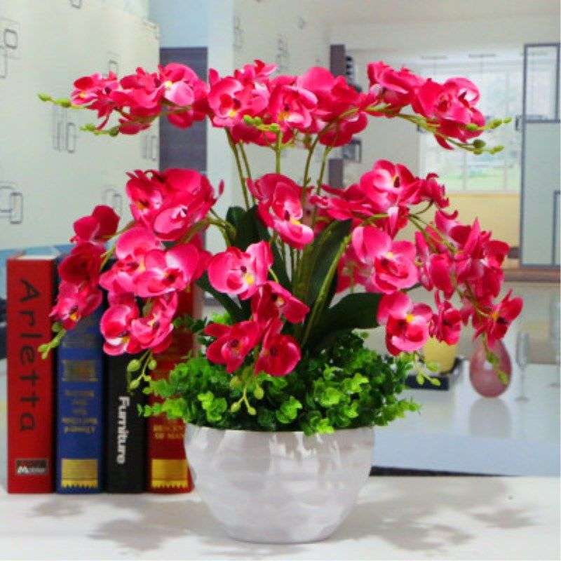 仿真花蝴蝶兰套装假花客厅卧摆件假花装饰塑料花干花绢花假花摆件
