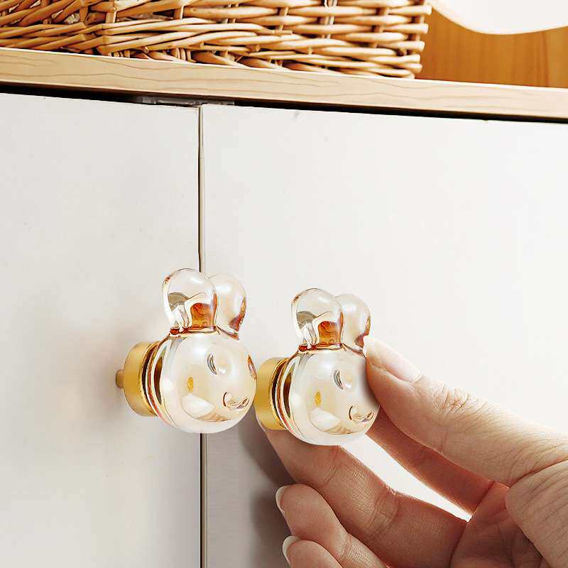 现代简约透明香槟色轻奢鸽子蛋水晶拉手高档衣柜门橱柜子抽屉把手