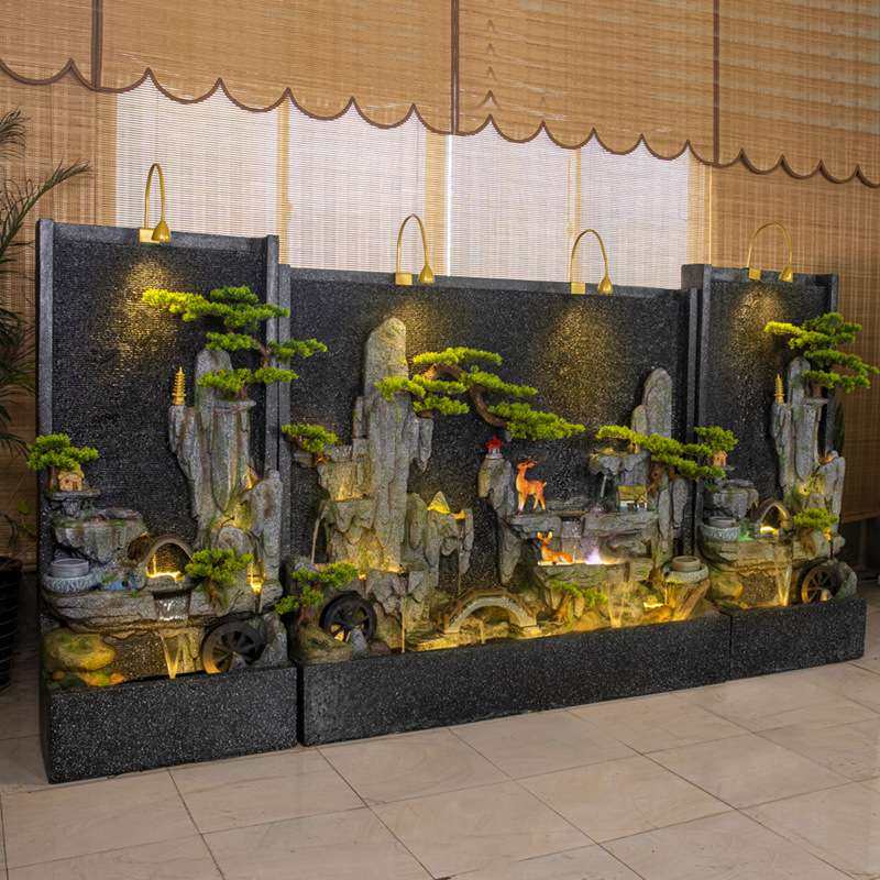 新中式假山流水墙摆件落地庭院花园装饰水幕墙屏风高山循环水景观,家居饰品,流水摆件,淘宝优惠券,粉丝福利购,淘宝优惠卷