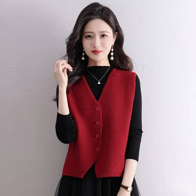 2026新年红国风新中式女装马甲外穿背心秋冬款外穿毛衣马甲潮流
