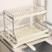 加粗不锈钢碗架厨房置物架家用多功能放碗筷碗盘沥水架碗碟收纳架