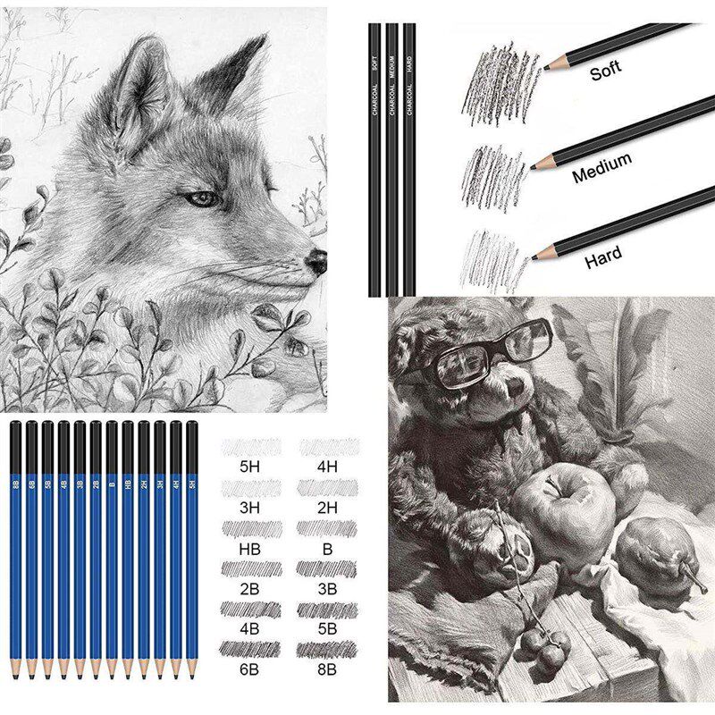 速发包邮6件画铅笔套装油性铅美术素绘描画15笔套绘彩装