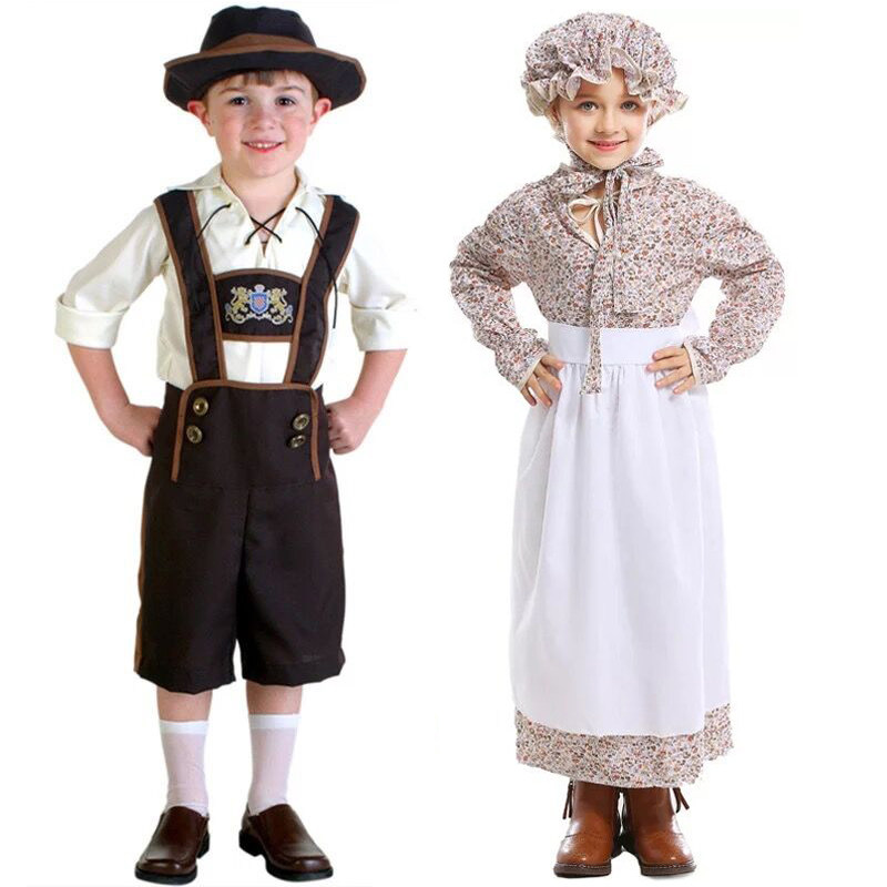 现货速发卖火柴的小孩服装儿童话剧演出服童话舞台服中世纪欧洲贫