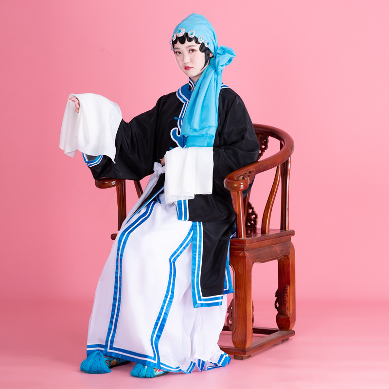 速发戏曲服装青衣花旦秦香莲披王头戏钏剧青衣宝面披素褶子戏服装