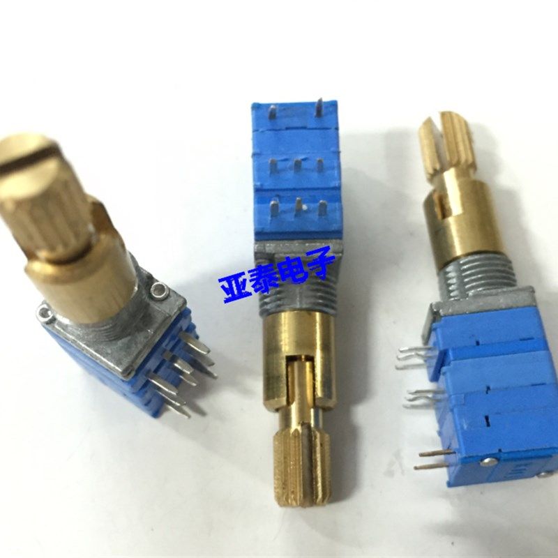 现货速发KIE0型精密电位器双轴双联带开关B10K轴长25MM双调电位器