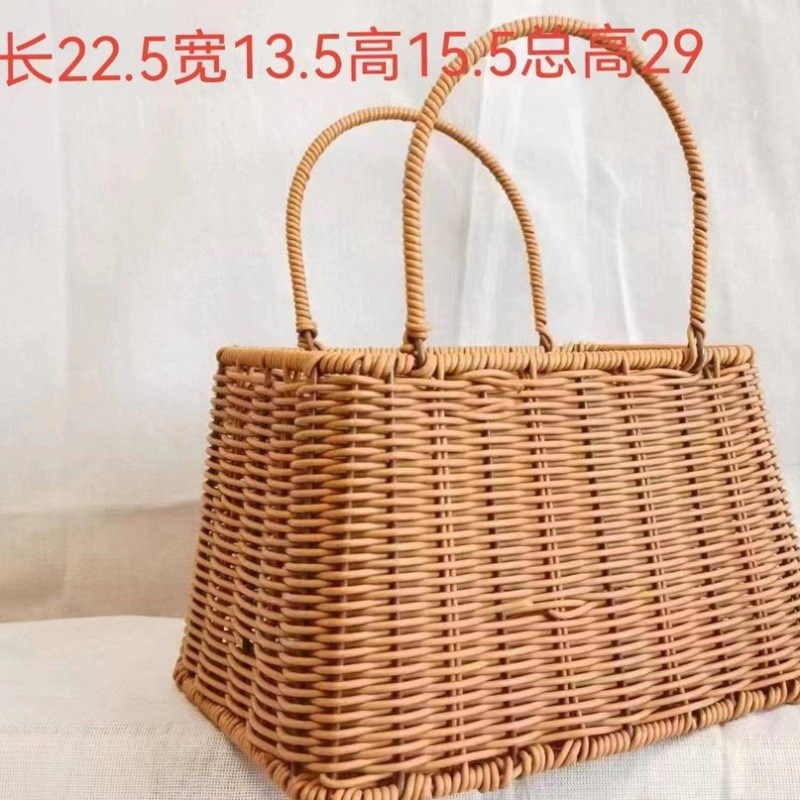 速发竹篮编织手提花篮正方形卖篮田园风篮篮子藤编速花通厂家直销