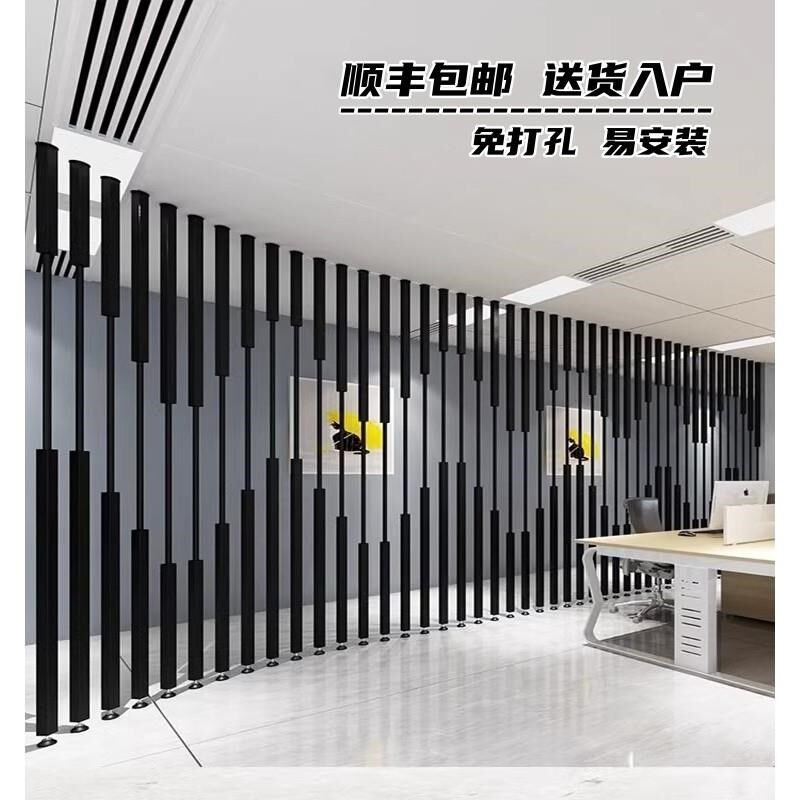速发背风隔断简约客厅轻奢铁艺玄打孔格栅免关装饰屏景墙柱子