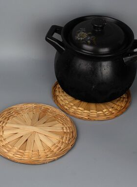速发竹编滑品竹意子隔热垫桌面盘子垫工艺品防制锅垫创垫实用砂锅