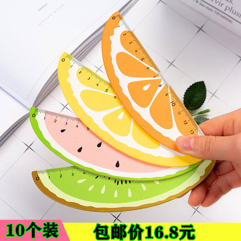 速发开学礼物尺子儿童水果木质直尺15c学学m用品创意文具习生奖励
