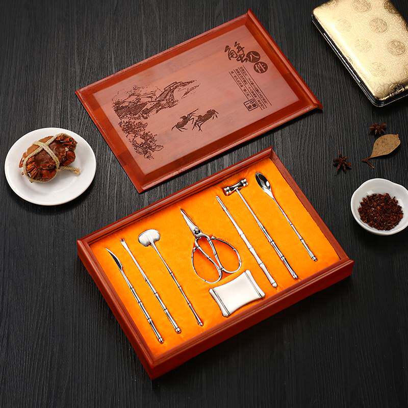 速发蟹蟹件吃八工具家蟹扬州大闸蟹品用礼盒套装 04不锈钢小泉