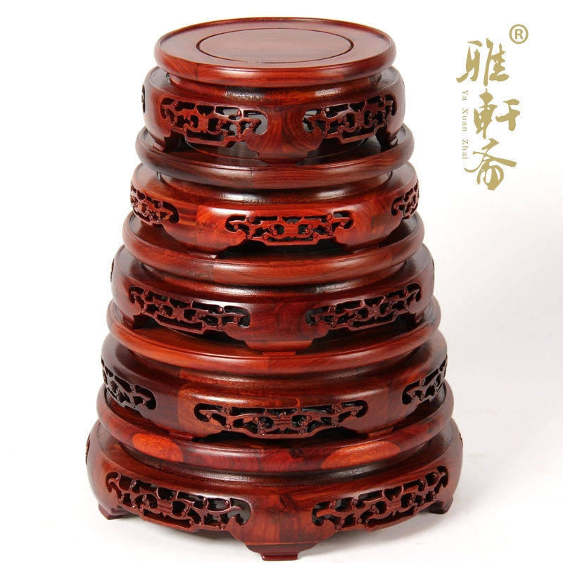 速发实红木木石头玉石摆玩工艺品 花盆古件方底座 奇石底座可挖槽