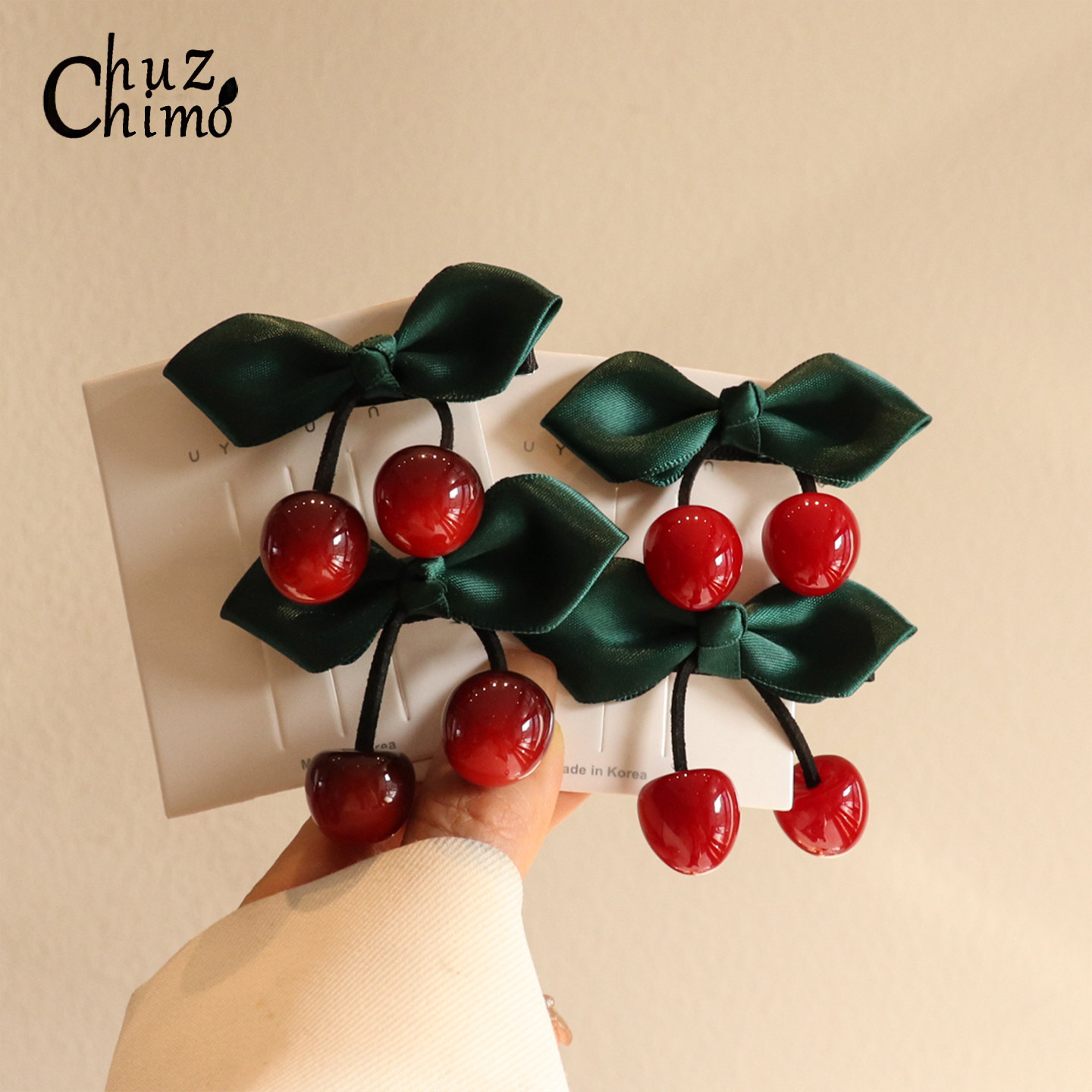 可爱樱桃蝴蝶结发夹发圈女气质甜美侧边夹子扎发皮筋马尾发绳头饰,饰品/流行首饰/时尚饰品新,发饰,淘宝优惠券,粉丝福利购,淘宝优惠卷