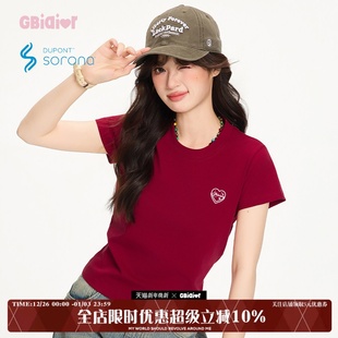 正肩显瘦休闲上衣 t恤女2025年新款 Gbiaior美式 复古辣妹风印花短袖