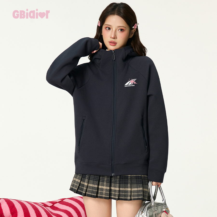 Gbiaior休闲立领连帽拉链外套