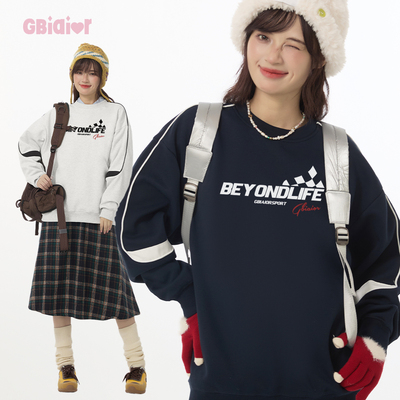 Gbiaior美式撞色圆领卫衣