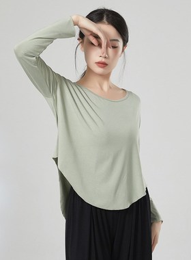 速发古典z透气上衣overs上舞e落肩长袖新款舞蹈训练服教师i课专用