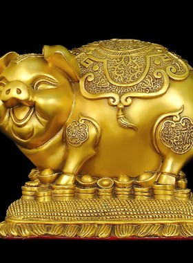 速发铜财发猪猪缺钱罐摆件大号大容量金钱元宝猪储蓄罐西北存角补