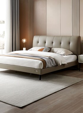 速发卧门店】家居皮床主【极简释包靠压头层耐磨亲肤116010