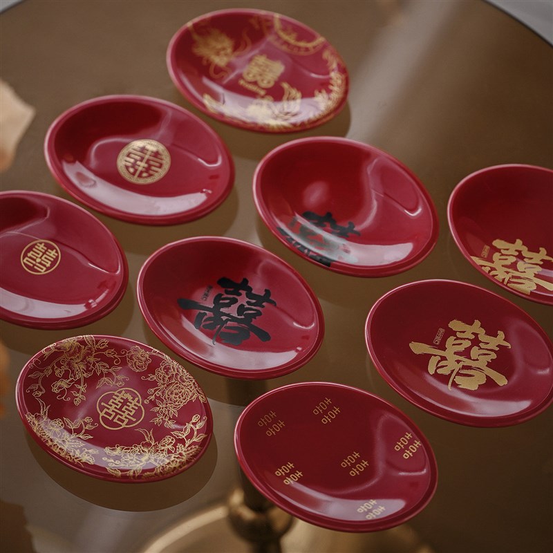速发结婚肥皂盒一对婚礼方高档陪嫁物品红色沥水香皂碟婚庆用品大