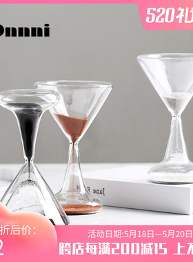 速发装计推荐创意酒杯造板玻璃沙漏饰时器家居酒店样型房客厅装饰