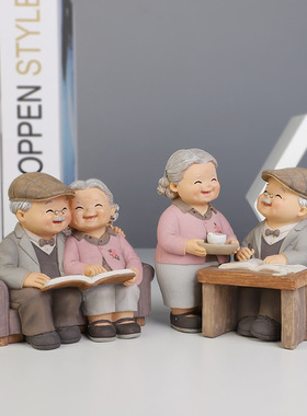 速发创意生太礼物老人老头老太日家居装爷品小摆件爷饰奶奶白头偕