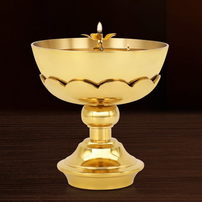 速发供佛铜油灯灯盏明台灯座佛前油灯碗大号酥油灯食用油长佛灯
