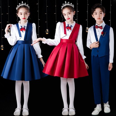速发表童合唱团演出服中小学生诗朗诵比赛儿演服男童礼持人演讲主