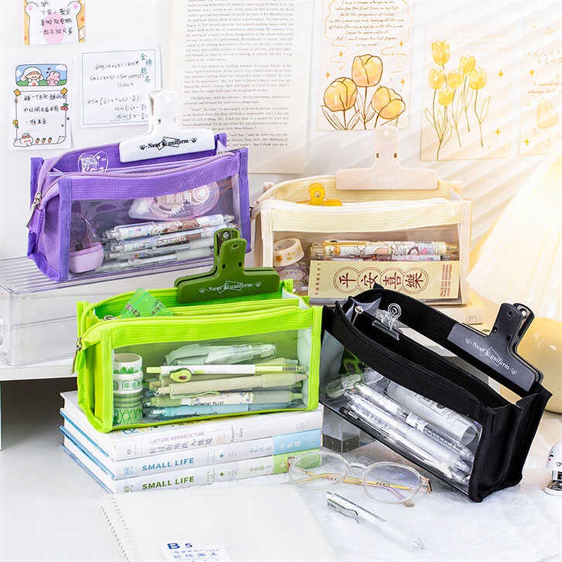 速发T透明六层多格童袋大容生学量铅笔袋简约风开学儿笔实用