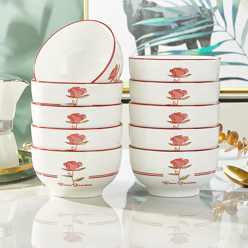 速发釉下彩健陶康瓷碗家用微合2025时尚新品加厚防烫可组波吃饭碗