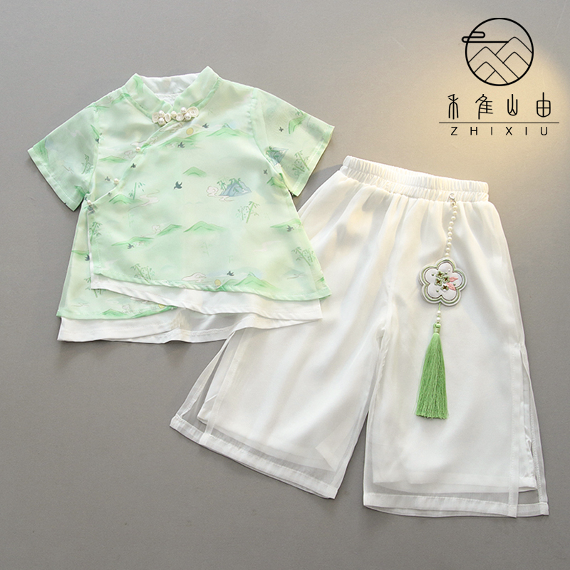 女童汉服夏季小女孩中国风儿童唐装超仙国学古筝舞蹈民族演出古装