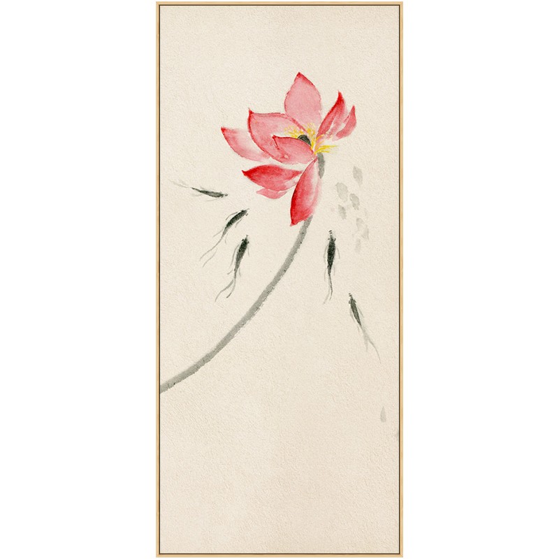 荷花装饰画入户玄关竖版新中式客厅过道走廊尽头壁画进门禅意挂画图片
