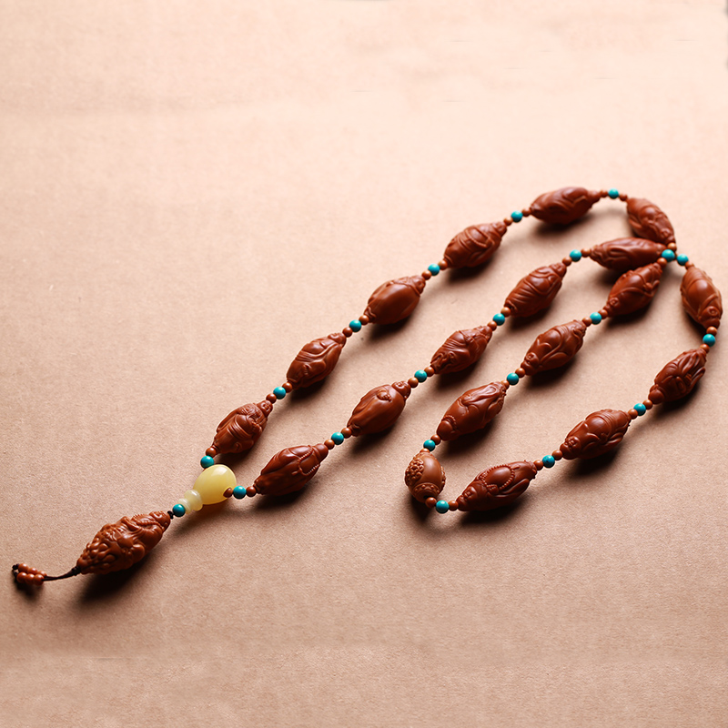 橄榄核十八弥勒长串脖挂项链橄榄胡核雕男女文玩佛珠手链手串念珠