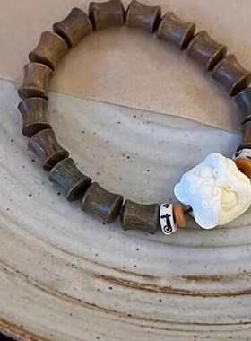 男款绿檀竹节手串男士小众高级感男生男士手链简单大方潮流式手镯